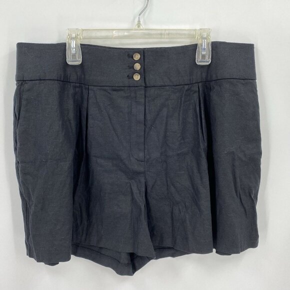 Lane Bryant Black Soft Linen Blend Shorts Mid Rise Pleated MSRP $64 Womens 22 - Picture 1 of 4